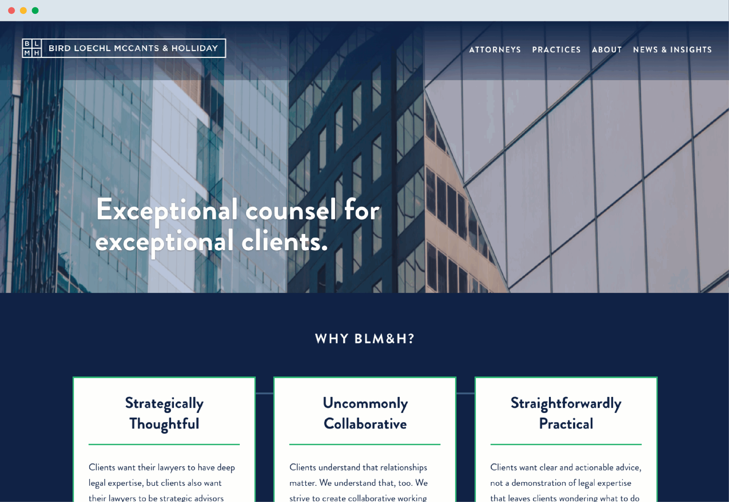 BLMH website on laptop view